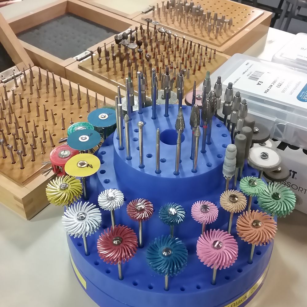 Flex shaft burrs, burrs, polishing wheels